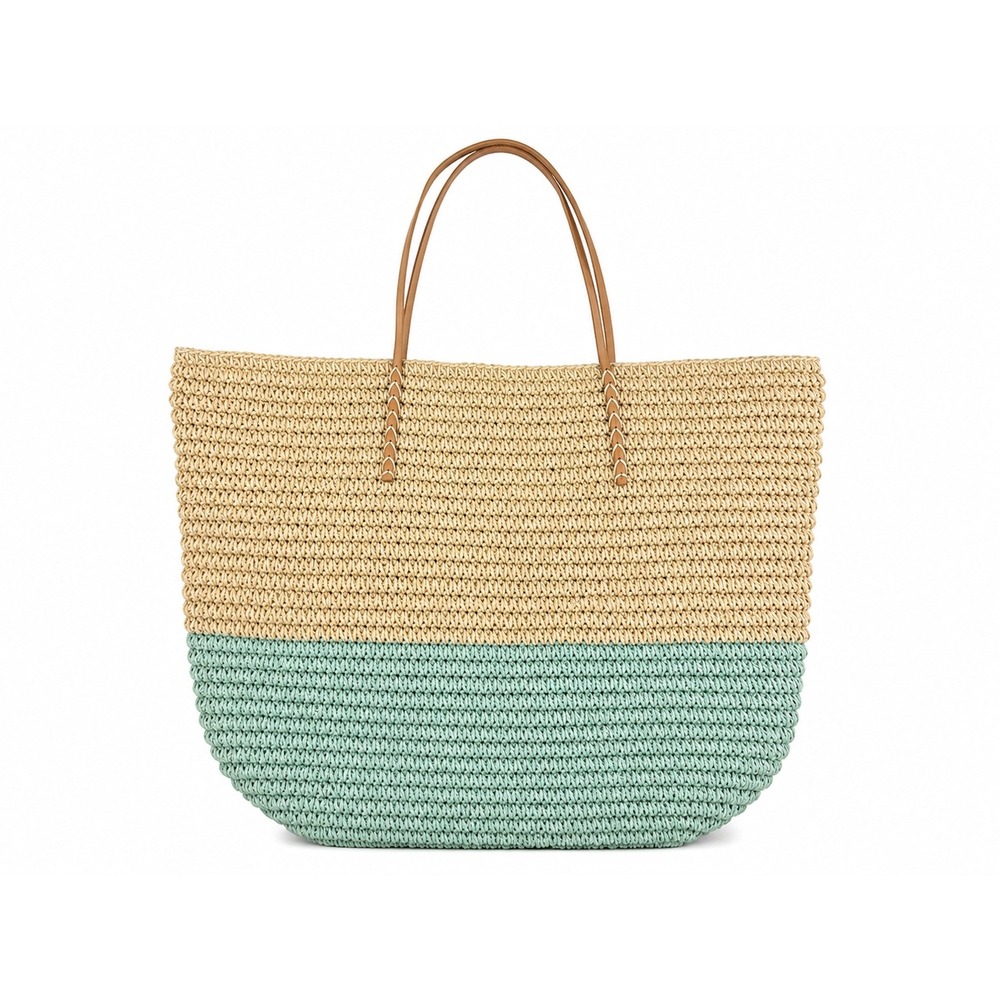 Merona Vintage Y2K Vacation Boho Woven Straw Raffia Beach Tote Shoulder Bag